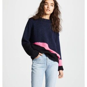 Zadig & Voltaire Blue Colorblock Crew Neck Sweater - Fits oversized
